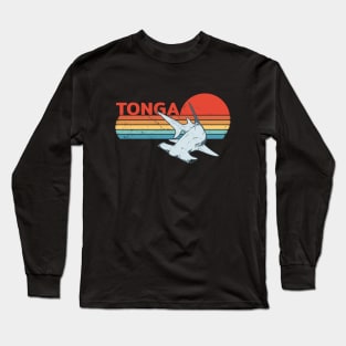 Hammerhead Shark Kingdom of Tonga Vintage Travel Design Long Sleeve T-Shirt